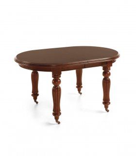 Mesa vintage de comedor ovalada con ruedas Victoriana