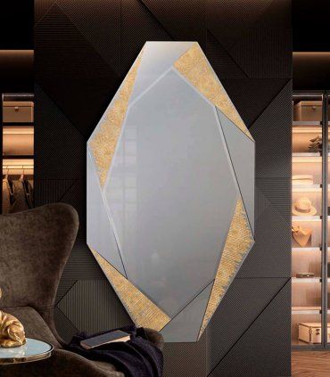 Espejo moderno de cristal Laverna, pan de oro