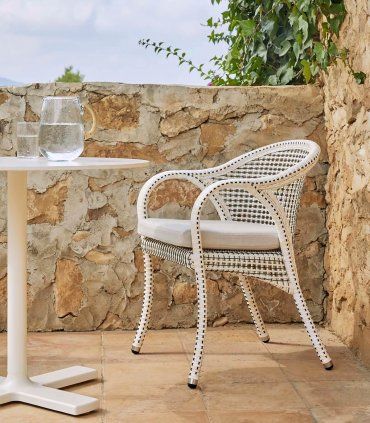 Sillón de comedor de jardín Havana, marfil 36 flat