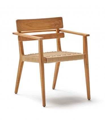 Silla con brazos de teca y cuerda Paralel