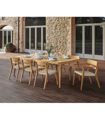 Silla con brazos de teca y cuerda Paralel