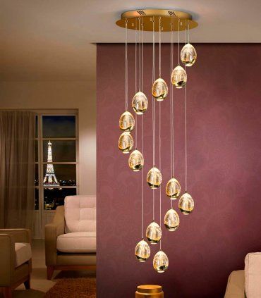 Lámpara colgante moderno 14 luces oro Rocío