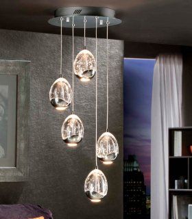 Colgante moderno 5 luces cromo Rocío