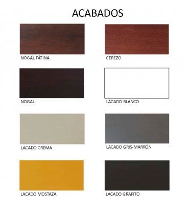 Cómoda rústica Uviten, acabados