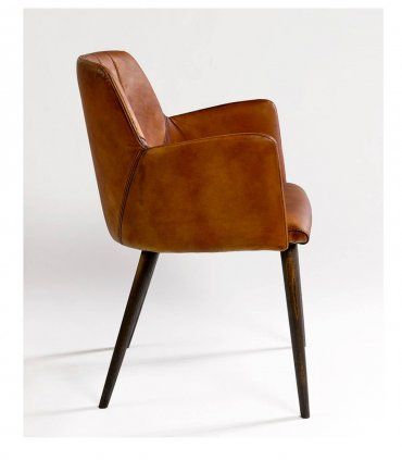Silla de piel con brazos Saja