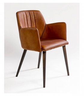 Silla de piel con brazos Saja