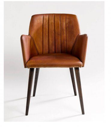Silla de piel con brazos Saja