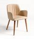 Silla de piel con brazos Saja, beige