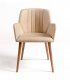 Silla de piel con brazos Saja, beige