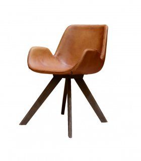 Silla de piel marrón Nansa