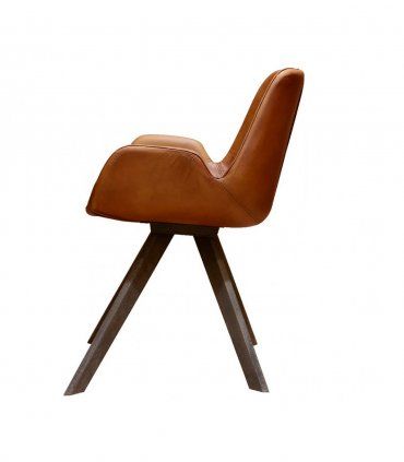 Silla de piel marrón Nansa