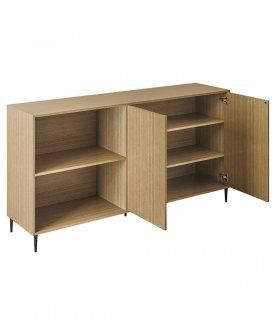 Aparador de diseño con puertas Haluna, abierto
