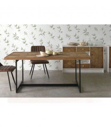 Mesa de comedor de madera y metal Asal