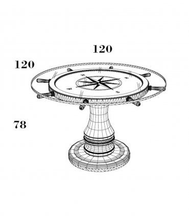 Mesa de comedor náutica Timón, medidas