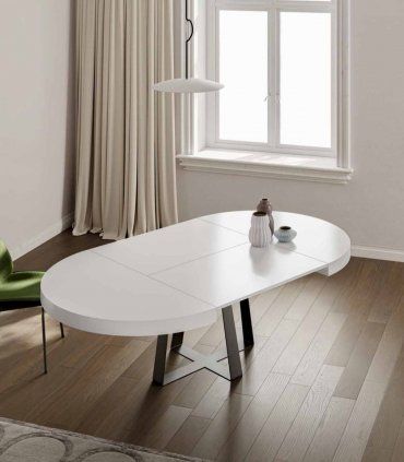 Mesa comedor moderna redonda extensible Popi
