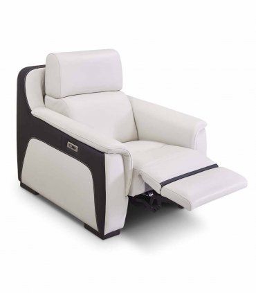 Sillón moderno relax de piel Andorra, abierto