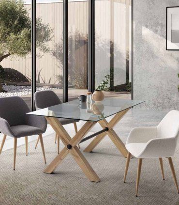 Mesa de comedor de cristal Kira