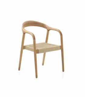 Sillón de madera con asiento trenzado Cuatico
