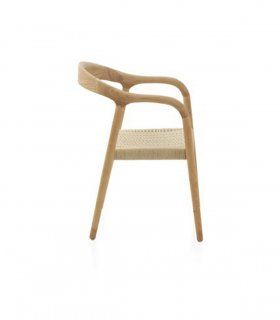 Sillón de madera con asiento trenzado Cuatico