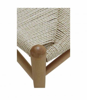 Sillón de madera con asiento trenzado Cuatico, detalle