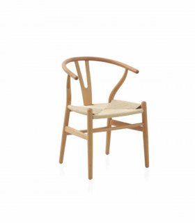 Silla con asiento trenzado con cuerda natural Freda