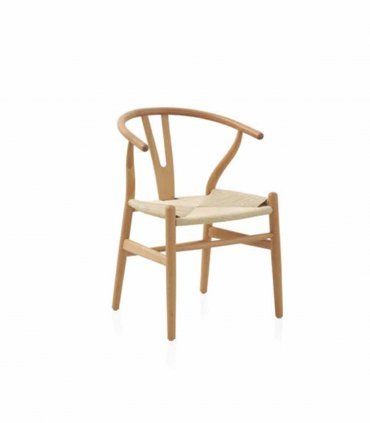 Silla con asiento trenzado con cuerda natural Freda