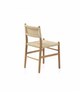 Silla con asiento y respaldo trenzado con cuerda natural Copeta, detras