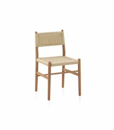 Silla con asiento y respaldo trenzado con cuerda natural Copeta