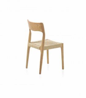 Silla con asiento trenzado de cuerda natural Colette
