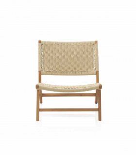 Sillón de madera con trenzado de cuerda natural Kloe