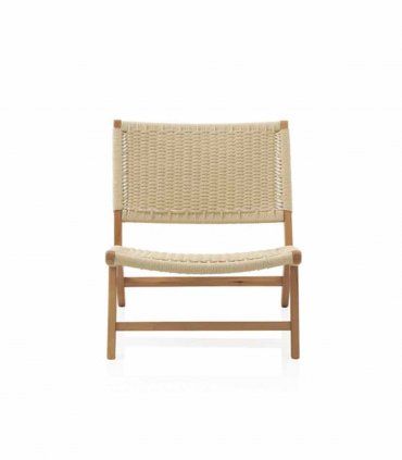 Sillón de madera con trenzado de cuerda natural Kloe