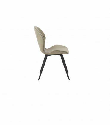 Silla de tela imitación piel y patas negras Tiguere, beige lateral