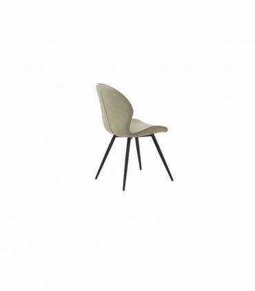 Silla de tela imitación piel y patas negras Tiguere, beige detrás