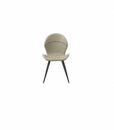 Silla de tela imitación piel y patas negras Tiguere, beige