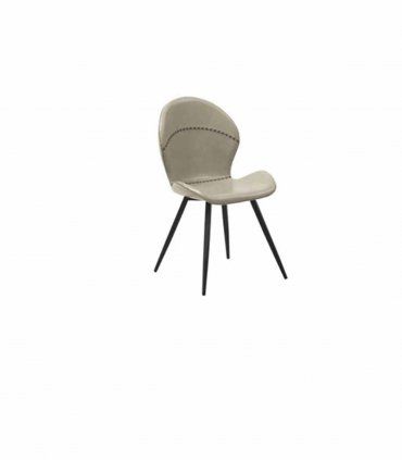 Silla de tela imitación piel y patas negras Tiguere, beige lado