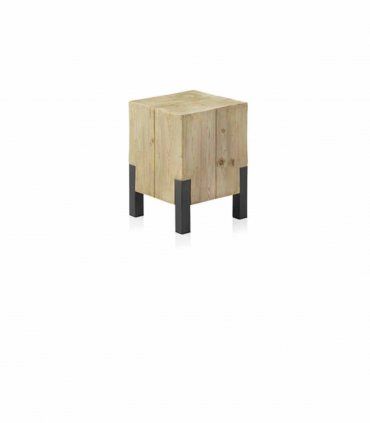 Mesa comedor chapada en abeto Chillwood, puff