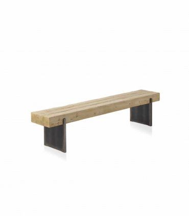 Mesa comedor chapada en abeto Chillwood, banco