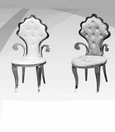 Silla flor metálica tapizada con capitoné Marga