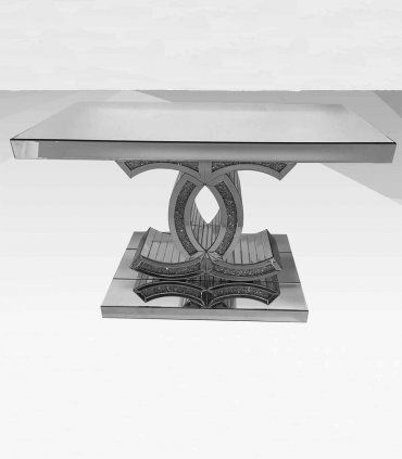 Mesa de centro de cristal y pata de Channel Brish de Ámbar Muebles