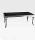 Mesa de centro base acero cromado  porcelánica Corner, cristal negro