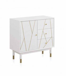 Cómoda de madera lacada en blanco Lila, Modelo A