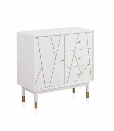 Cómoda de madera lacada en blanco Lila, Modelo A