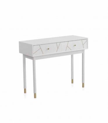 Escritorio de madera lacado en blanco.