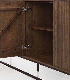 Mueble TV de madera maciza Lined, detalle puerta