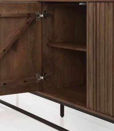 Mueble TV de madera maciza Lined, detalle puerta