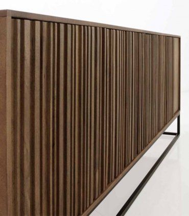 Mueble TV de madera maciza Lined, detalle lado
