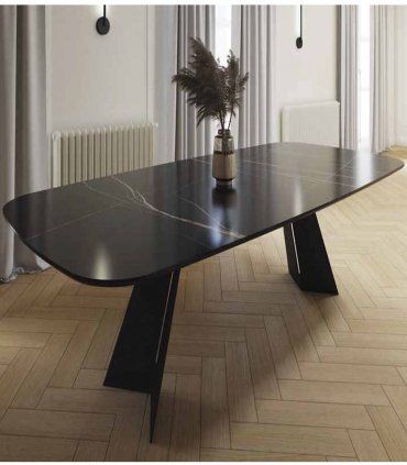 Mesa de comedor con tapa de cristal Celia II de Ámbar Muebles