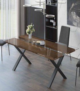 Mesa de comedor madera y cristal Paula de Ámbar Muebles