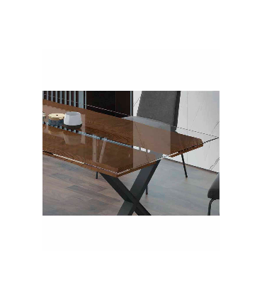Mesa de comedor madera y cristal Paula de Ámbar Muebles