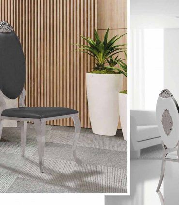 Silla de acero inoxidable tapizada Elegance